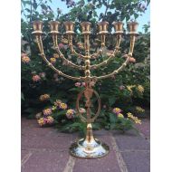 LiamCenter Grafted In Messianic Brass Copper Vintage Menorah 12 Judaica Israel 7 Candle Holder