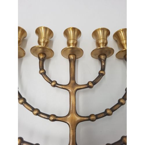  LiamCenter Brass copper with 18 Temple Menorah Menora Jerusalem 7 candle holder EXPRESS SHIP