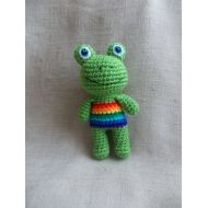 /LorensDolls Rainbow Baby Crochet Rattle Crochet Frog New Baby Gift Baby Shower Gift Baby Rattles Crochet toy Rainbow Frog Rainbow Animals Toads Eco Toys