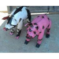 GardenMetalDecor Pink Metal Pigs.Metal pink pigs.metal farm animals.rustic pigs. metal pig.rustic metal pigs. pig decor. pig art