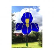 MadeByAliceGlass Handmade Stained Glass Flower, Blue Glass Iris Sunctacher Decoration, Made By Alice Glass