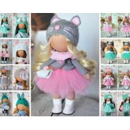 AnnKirillartPlace Tilda Handmade Doll Soft Baby Doll Muecas Rag Doll Fabric Art Doll Poupee Puppen Pink Collection Doll Textile Nursery Doll by Olga S