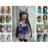AnnKirillartPlace Tilda doll Handmade doll Fabric doll violet black color Soft doll Cloth doll Baby doll Rag doll Interior doll by Master Irina E