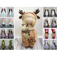 /AnnKirillartPlace Deer Art Doll Brown Gift Doll Tilda Baby Doll Handmade Soft Doll Fabric Rag Doll Textile Cloth Doll Nursery Decor Special Doll by Olga G