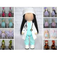 AnnKirillartPlace Nurse doll Fabric Doll Textile Doll Medical Worker Doll Rag Doll Cloth Doll Tilda Doll Handmade Doll Art Doll Poupee Gree Doll by Olga G