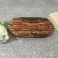 Muzimuzistore Soap Dish Olive Wood ribbed / grooved, Rustic Soap Holder, Wooden Soap Safer, Hand Carved Soap Plate, Restroom Decor, Gift, Massive Wood