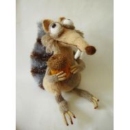 /MamaKlaraDolls Angry squirrel Ice Age Protein and acorn Squirrel Knitted toy Plush protein Beige protein Cartoon character Squirrel art Gift