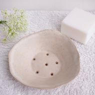 Kabinshop Handmade pottery oatmeal white soap dish, white soap dish, ceramic soap holder, white bathroom decor, pottery soap dish, ceramic soap dish,