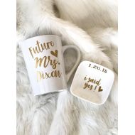 /TraceysTrendyVinyl Future Mrs Mug, Ring Dish, Future Mrs Gift, Engaged Mug, Engagement Mug, Personalized Mug, Gift Set, Custom Coffee Mug, Custom Ring Dish