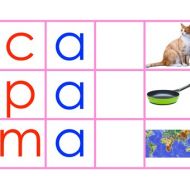 TheLaminatrix Initial, Ending, Middle Sound Identification Mats for use with Montessori Small Movable Alphabets--Print or Cursive--Pink Series Prereading