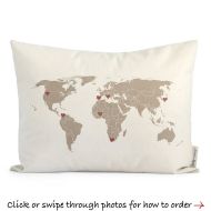 DoveAndDavid Customized World Map Pillow, Anniversary Gift for Him, Gift for Traveler, Military Spouse Gift, Throw Pillows, Home Decor, Rustic Decor