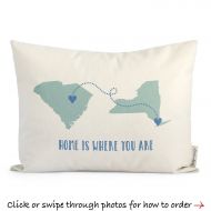 /DoveAndDavid Long Distance Relationship State To State Personalized Pillow, Mothers Day, Long Distance Friendship, Gift for Boyfriend, Gift For Her