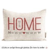 /DoveAndDavid Custom Home Coordinates Pillow, Housewarming Gift, Just Moved, New Home, Linen Anniversary Gift, Realtor Closing Gift, 2nd Anniversary
