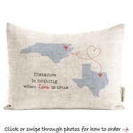 /DoveAndDavid Customized State to State Gift, Long Distance Relationship Pillow, Long Distance Relationship, Gift for Him, Gift for Women