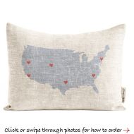 DoveAndDavid Personalized USA Map Pillow, Customized Linen or Cotton Canvas Pillow, Housewarming Gift, Gift for Parents, Mothers Day, Rustic Home Decor