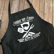 /RossCreativeStudio Funny Mens Grilling Apron, Gift for Him, Gift for Hubby, BBQ Apron, Funny Apron, Fathers Day, Smokin Hot Hubby