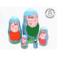 /DollladyUkraine Peppa Pig Nesting Dolls 11 cm 4,3, Kids Gift, Matryoshka Doll 5pcs, Funny Gifts, Kids Room Decor, Gift for Kids, Toddler Gift, Peppa