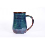/TurtleRokPottery Forest Green Handmade Coffee Pottery Mug, Handmade ceramic pottery mug