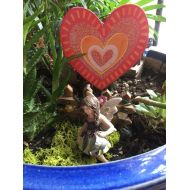 MyFairyPatch Valentines Heart Stake, Fairy Garden Stake, Heart Stake, Valentines Floral Heart Stake, Flower Pot Stake, Valentines Stake