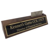 /GriffcoSupply Personalized 10 Walnut Business Desk Name Plate with Card Holder-Free Engraving