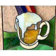 StainedGlassKarelina Beer Stained Glass Panel Rainbow Stained Glass Suncatcher Beer glass suncatcher Stained Glass Wall Hanging Glass Beer Art Beer Wall Decor