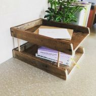 /BasicElementsByMike Paper Tray Tower | Reclaimed Wood Desk Organizer | Wooden Paper Tray | Magazine Holder | Repurposed Wood Office Organizer
