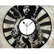 VinylShopUS Jimi Hendrix Clock Unique Wall Clock Jimi Hendrix art Retro Clock Gift For Him Clock Collector Gift Mens Cave Decoration Vinyl Record clock
