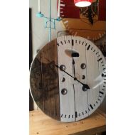 2ndTimeAroundCo 32 inch Wooden Wire Spool Clock / Wolf Wall Clock / Rustic Wall Decor / Housewarming Gift.