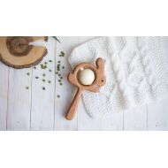 /Tinyfoxhole Traditional Wooden Rattle. Teething Toy. Natural Wooden Infant Toy. Eco Friendly Baby toy. Hare rattle. Newborn gift.