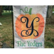 TheBeeBoutiqueNC Personalized Garden Flags, Fall Pumpkin Monogram Flag, Welcome Flag, House Flag, Yard Flag, Entrance Flag, Housewarming Gift