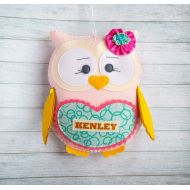 /Mymintable Personalized gift Kid gift Owl toy Custom soft plushie Felt owl Tooth fairy pillow Teal pink nursery Granddaughter gift Xmas gift for sister