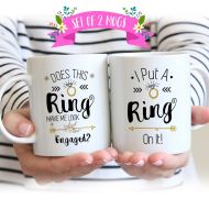 /ErikaLesavageDesign Engagement Mugs, Engagement Mug Set, Engagement Mug, Engagement Gifts for Couple, Engagement Gifts for Best Friend, Couple Mugs