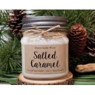 DawnCandleWorx 8oz Soy Candle - Birthday Gift - Mason Jar Candle - Secretary Gift - Coworker Gift - Salted Caramel - New Home Gift - Housewarming