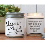 Helloyoucandles Karma Will Fix It Candle Greeting - Cheer Up Gift | Divorce Gift | Break Up Gift | Well Wishes Gift | Think of you card | Inspiration Gift