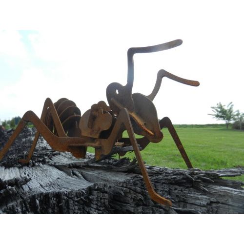  RustyRoosterMetalArt Ant Garden Sculpture  Giant 3D insect Garden Decor  Insect Gift  Rusty Metal Ant Garden art  Insect Garden sculpture