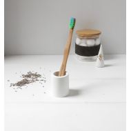 CRETEATION White Concrete toothbrush holder, white concrete, cement toothbrush holder, single toothbrush holder, minimalist decor, toothbrush cup