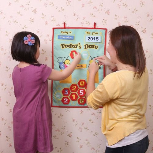  MasfeMy Calendar Wall Chart 2020, Wall Calendar for Children, Back to School Wall Calendar, Play-based Felt Chart, Birthday Gift