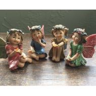 FairyBestWishes Fairy Garden | Little Girl Gem Fairies with Laurel Wreaths | Resin Figurine Statues | Choose 1 from 4 Different Styles | Lovely Details!