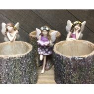 FairyBestWishes Fairy Garden | Fairies with Tree Stump Planter | Resin Outdoor Miniature Hardscape for Fairies & Gnomes | Choose 1 from 3 Designs!