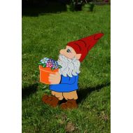 NoBrand Wood Painted Garden Gnome Yard Art, Garden Gnome Yard Stake, Gnome Garden Lawn Yarn Stake, Garden Elf, Garden Dwarf