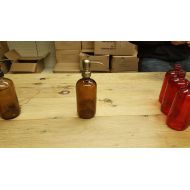 /ShirleysVarietyShop Amber Soap Dispenser - Glass Bottle with Brass Metal Soap Pump