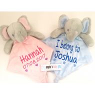 /AngelasBabyGifts Personalised Comfort Blanket, Baby Elephant Comforter, Blanket Pink Blue Boy Girl Newborn Gift, snuggle blanket.