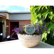 Keramikseele Handmade ceramic garden plug, plant plug with butterfly, garden ceramics, garden decoration