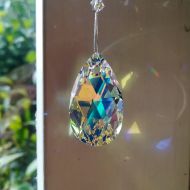 AuroraCrystalPassion Crystal Suncatcher Swarovski Suncatcher Rainbow Maker Crystal Prism Window Ornament made with Swarovski AB Crystals Crystal Light Catcher