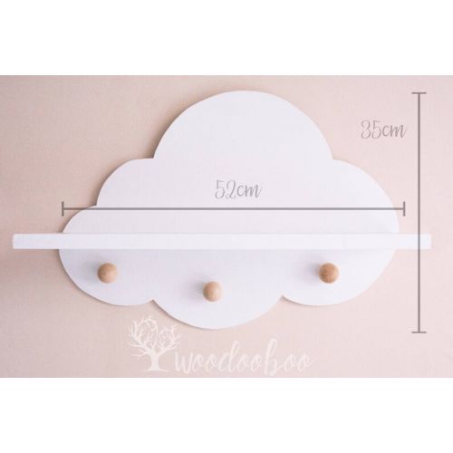  Woodooboo White cloud shelf, cloud shelf with hooks, nursery peg shelf, shelf with knobs, nursery shelves, white floating shelf, cloud floating shelf