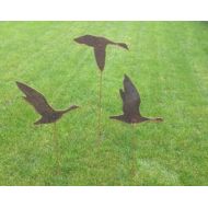 DrewDesignsByDrew GEESE... in flight...Set of 3... Garden Ornament ...3mm Steel...Metal... Hand Crafted.. For the Garden...Gift