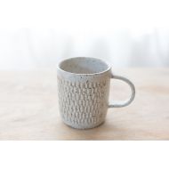 /Mudhavi Rustica Mug in Matte White - Carved mug - Ceramic mug - Large Mug