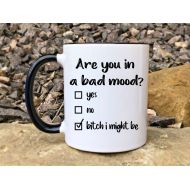 /TheBeardedMugMan Are you in a bad mood funny coffee mug, gift for her, best friend gift, sarcastic mug, coworker gift, Christmas gift idea