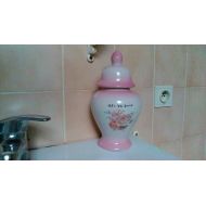 /LeLapinDansLaCuisine Pink Sel de Bain jar - French vintage lidded pot for bath salts