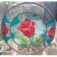 SakuraGlass Beauty and the Beast Enchanted Rose Stained Glass, Suncatcher Window Panel, Disney - Personalised (Gold)